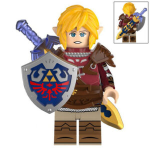 The Legend of Zelda Link Custom Minifigure Royal Guard Uniform Holding Shield and Sword High-Quality ABS Building Blocks