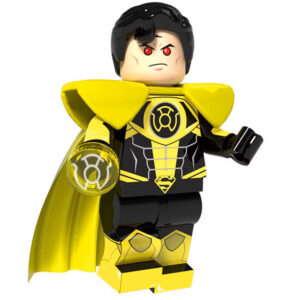 DC Comics Superman Yellow Lantern Custom Minifigure Power Ring Cape Villainous Pose Premium ABS Material