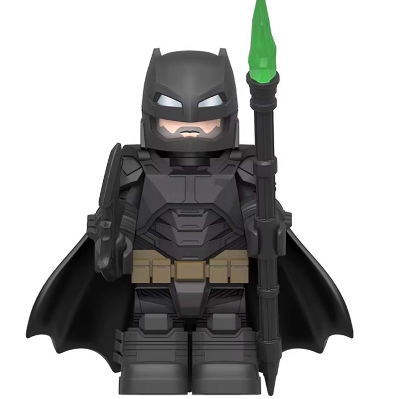 DC Comics Armored Batman Custom Minifigure Holding Spear Tactical Gear High-quality ABS Plastic Precision Injection Molding