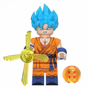 Dragon Ball Universe Son Goku Custom Minifigure Super Saiyan Blue Holding Energy Disc Four-Star Dragon Ball High-Quality ABS Plastic