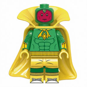 Marvel Vision Custom Minifigure Standing with Cape Display High-Quality ABS Plastic Compatible with Brick System