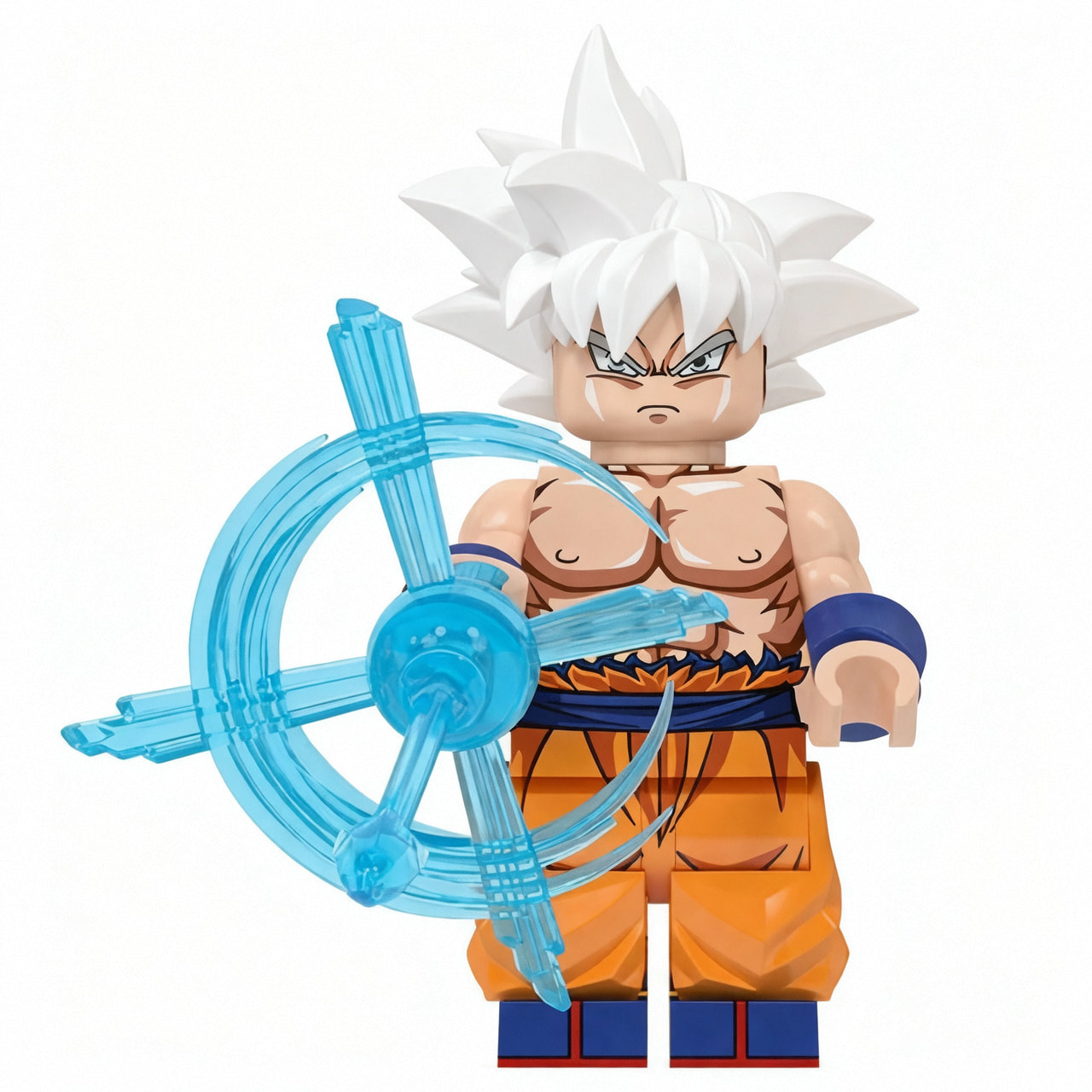 Dragon Ball Universe Son Goku Ultra Instinct Custom Minifigure Energy Aura Combat Ready High-Quality ABS Plastic Compatible with Building Bricks