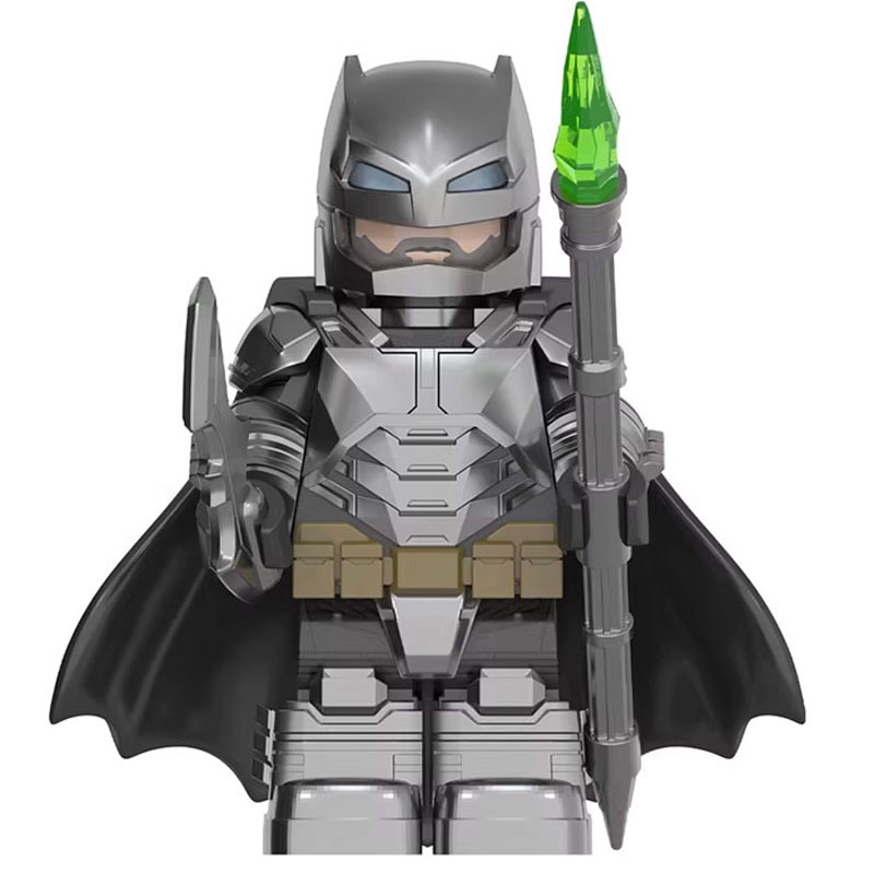 DC Comics Batman Custom Minifigure Silver Armored Holding Spear Battle Ready Limited Edition