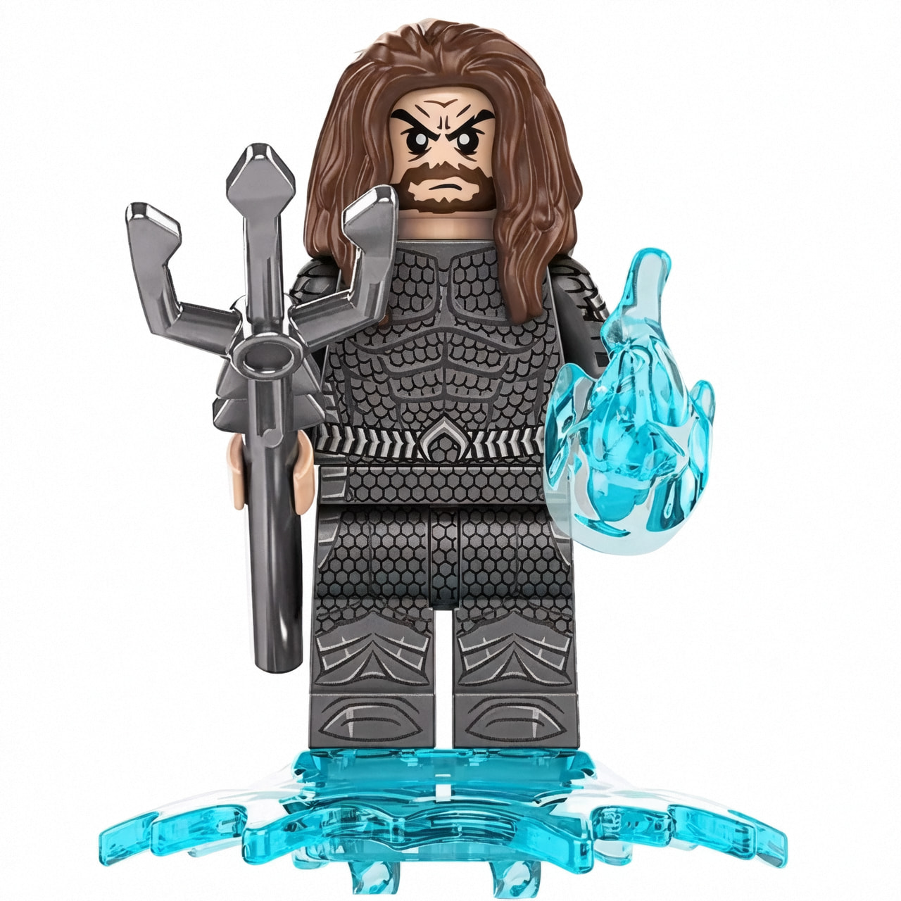 DC Comics Aquaman Custom Minifigure Stealth Suit Holding Trident Water Element High-quality ABS plastic precision injection molding compatible with building bricks