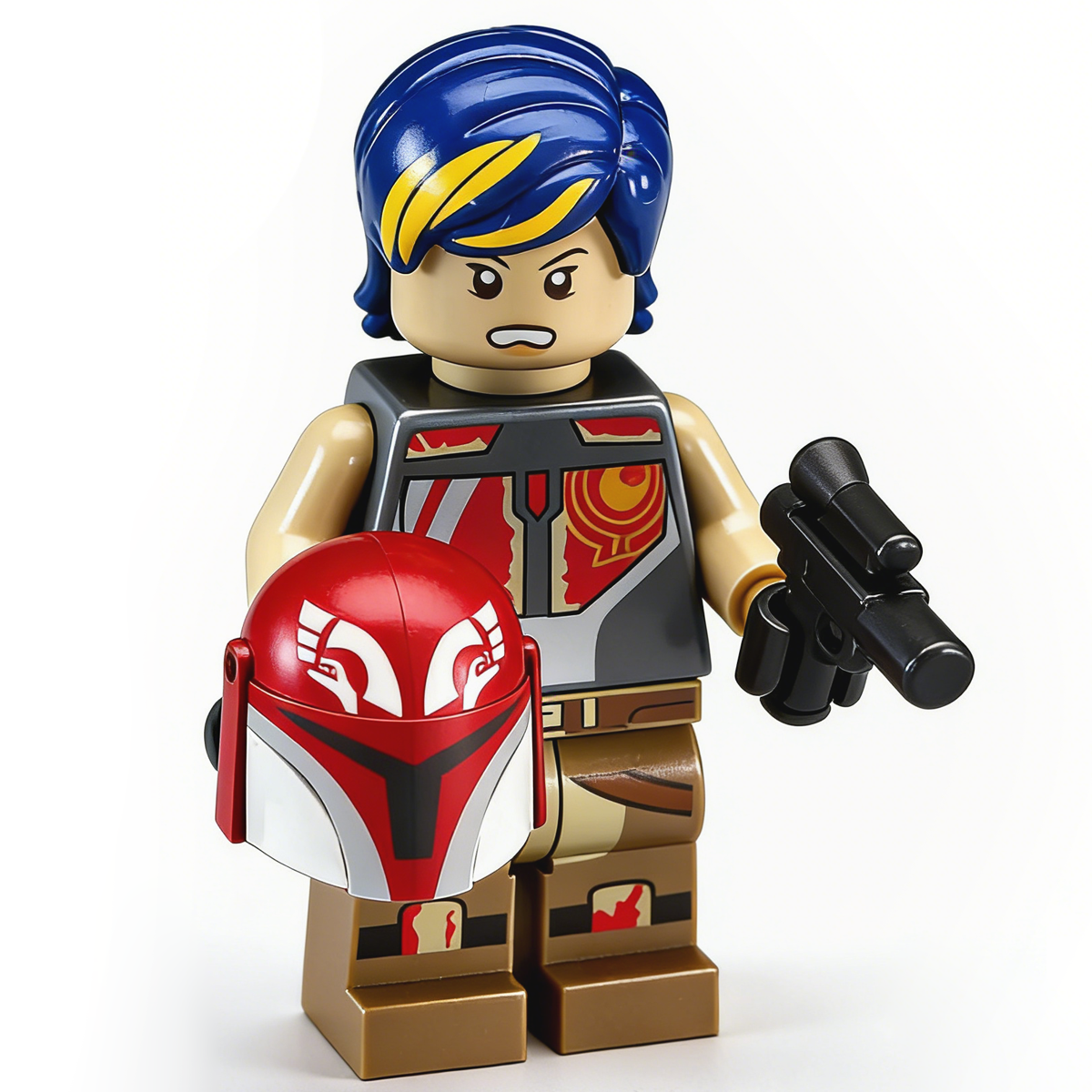Star Wars Sabine Wren Custom Minifigure Holding Helmet Blaster Ready High-quality ABS plastic precision injection molding