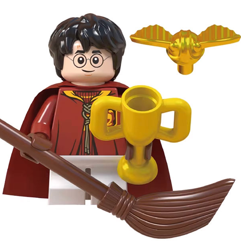 Harry Potter Harry Potter Custom Minifigure Quidditch Flying on Broomstick Golden Snitch Trophy Collectible Universe Compatible