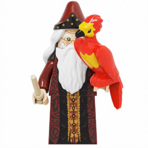Harry Potter Albus Dumbledore Custom Minifigure Holding Wand with Parrot Companion High-quality ABS Plastic Compatible with Building Bricks