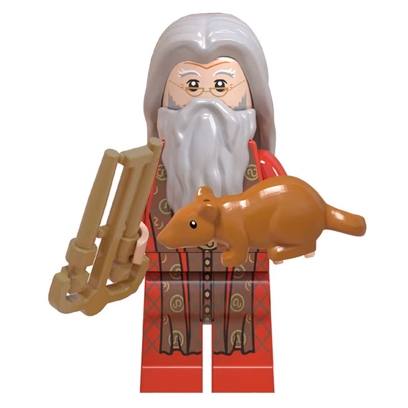 Harry Potter Albus Dumbledore Custom Minifigure Holding Pensive With Rat Companion Premium ABS Material Hand Assembled