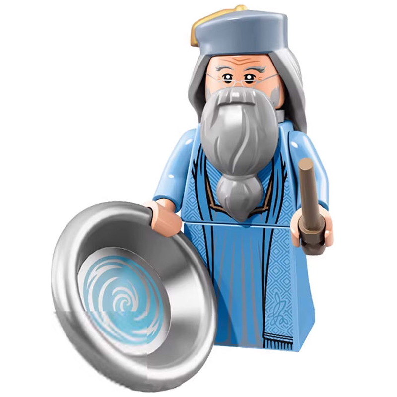 Harry Potter Albus Dumbledore Custom Minifigure Holding Pensieve Wand in Hand High-Quality ABS Plastic Collectible