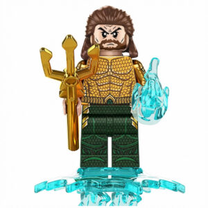 DC Comics Aquaman Arthur Curry Custom Minifigure Holding Trident Water Element Aquatic Power High-Quality ABS Plastic