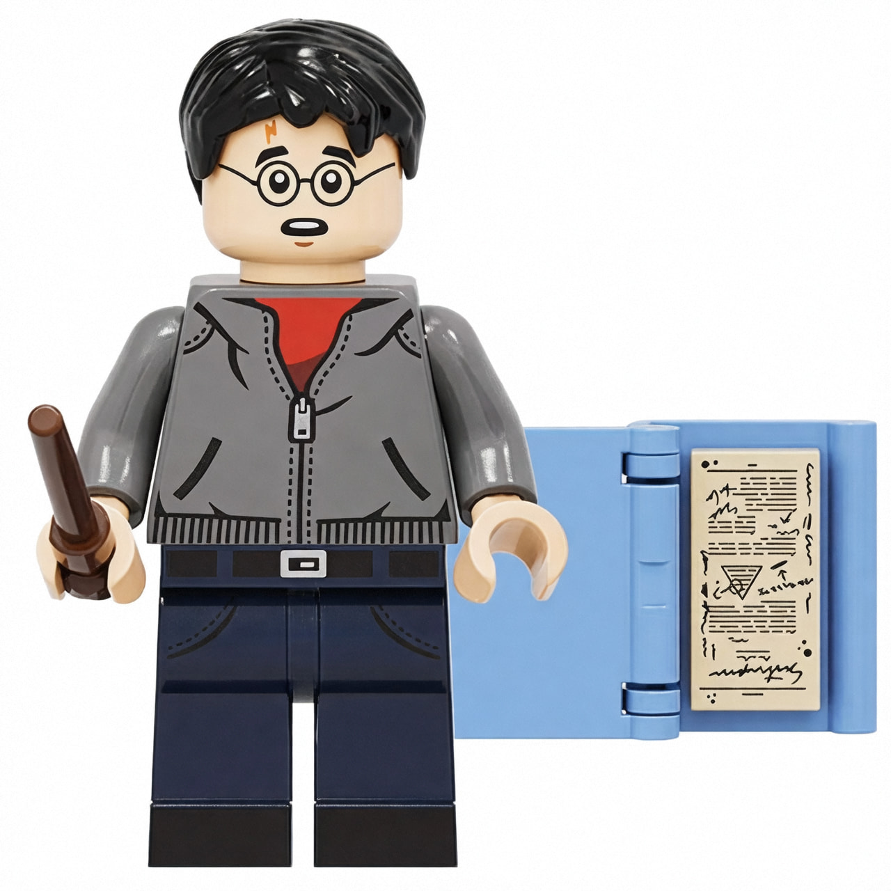 Harry Potter Harry Potter Custom Minifigure Casual Outfit Holding Wand With Book Collectible Universe Compatible with Building Bricks