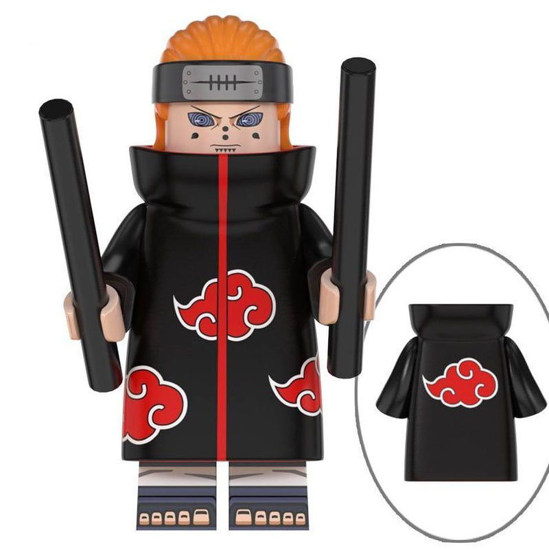 Naruto Uchiha Obito Custom Minifigure White Mask War Holding Rods High-Quality ABS Plastic Compatible with Building Blocks