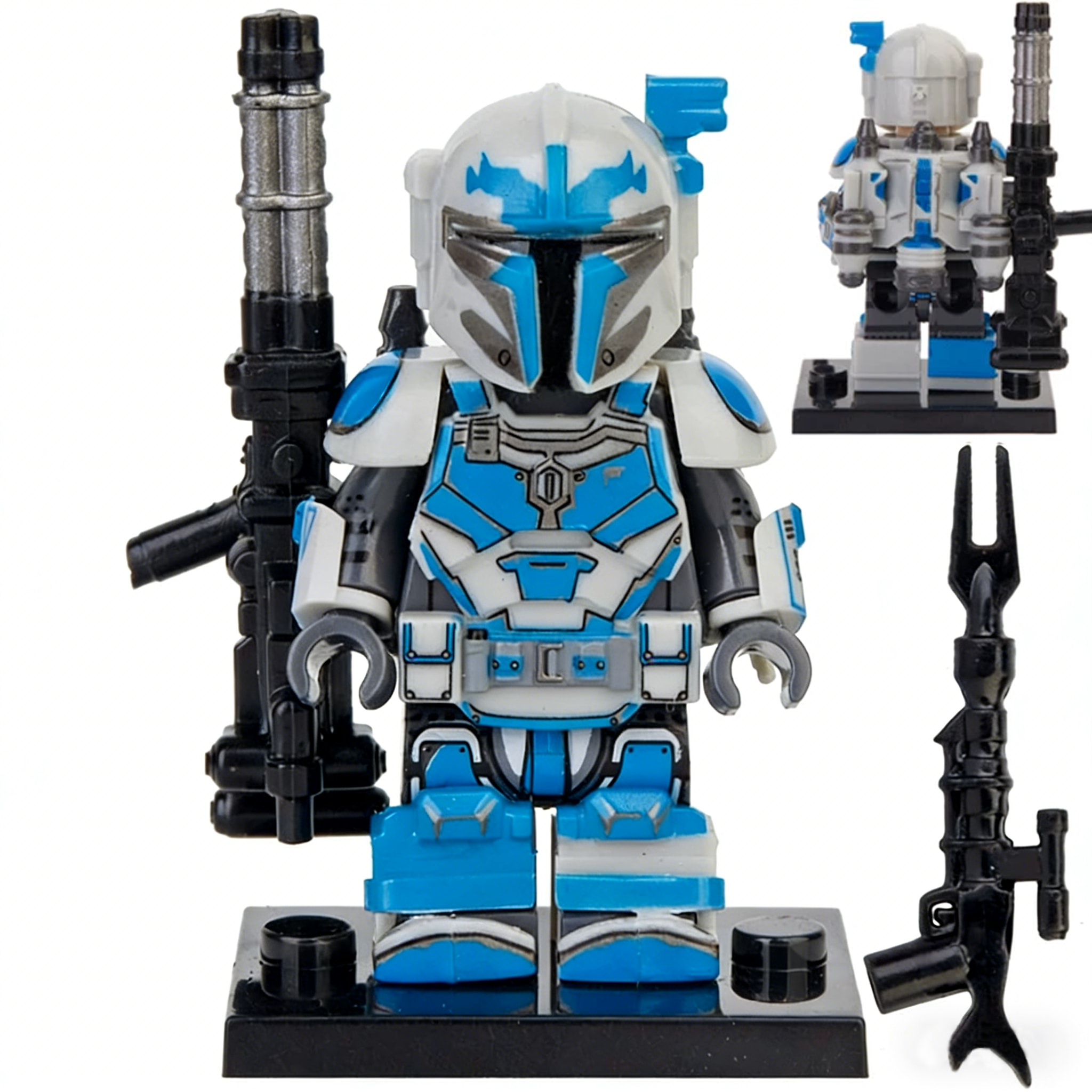 Star Wars White & Blue Heavy Infantry Custom Minifigure Armed Battle-ready Limited Edition Movie Accurate Details
