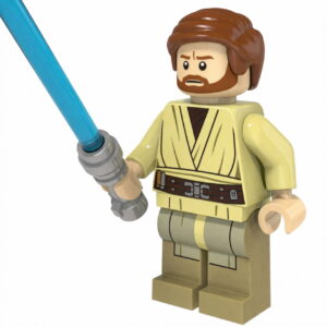 Star Wars Obi-Wan Kenobi Custom Minifigure Holding Lightsaber High-Quality ABS Plastic Compatible with Brick System