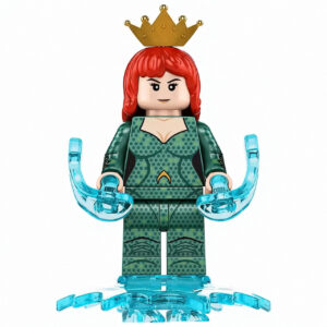 DC Comics Queen Mera Custom Minifigure Royal Crowned Holding Trident-like Accessories High-quality ABS plastic precision injection molding compatible with brick system
