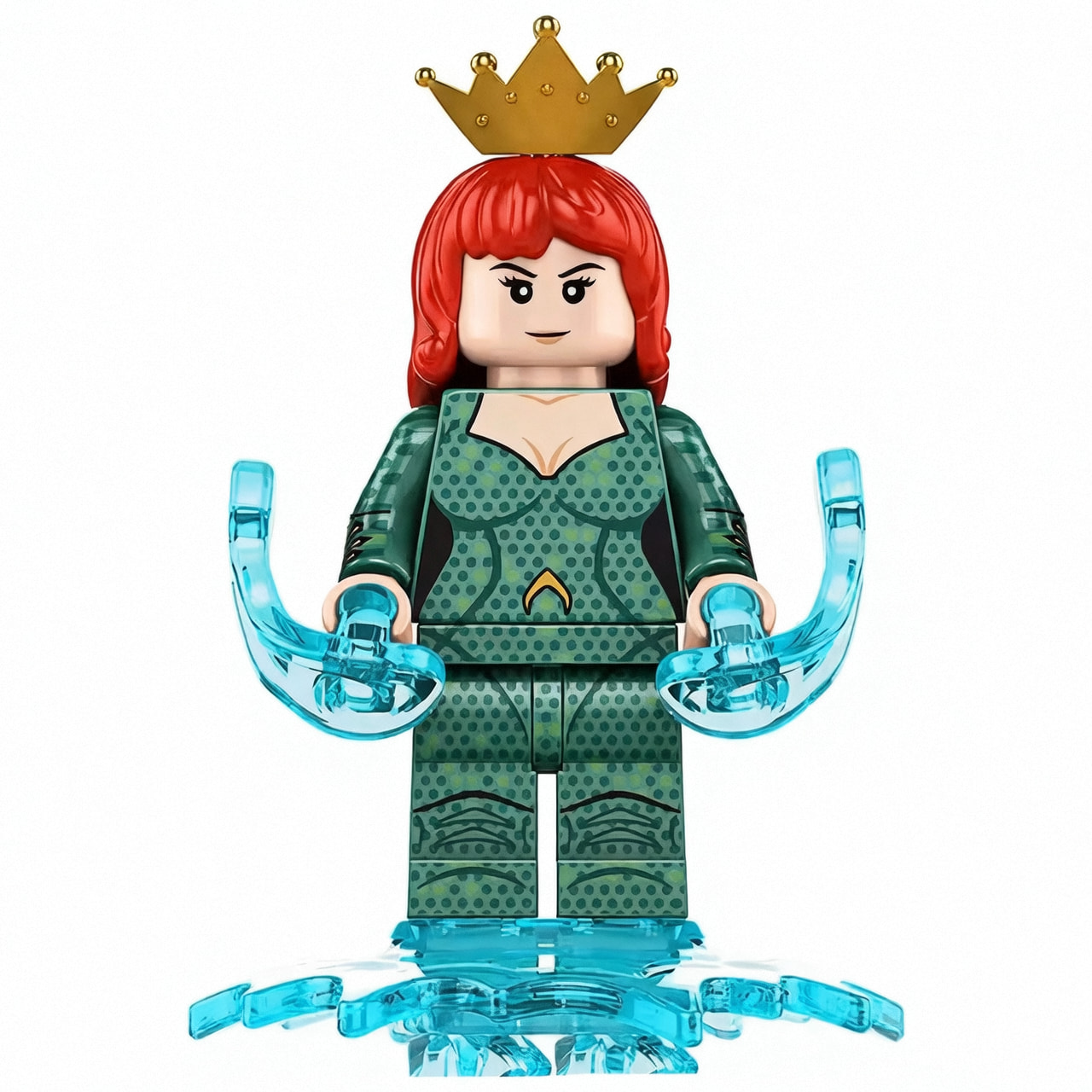 DC Comics Queen Mera Custom Minifigure Royal Crowned Holding Trident-like Accessories High-quality ABS plastic precision injection molding compatible with brick system