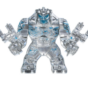Water Element Big Minifigure Large Scale Transparent Blue Armored Figure with Cracked Skin Effect