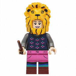 Harry Potter Luna Lovegood Custom Minifigure Holding Wand Wearing Lion Hat High-Quality ABS Plastic Compatible with Major Building Block Systems