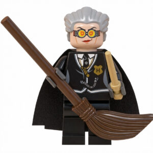 Harry Potter Madam Hooch Custom Minifigure Flying Quidditch Holding Broomstick Collectible Universe Compatible with Building Bricks
