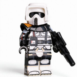 Star Wars Scout Trooper Commander Custom Minifigure Holding Blaster Command Role High-Quality ABS Plastic Compatible with Major Brick Systems