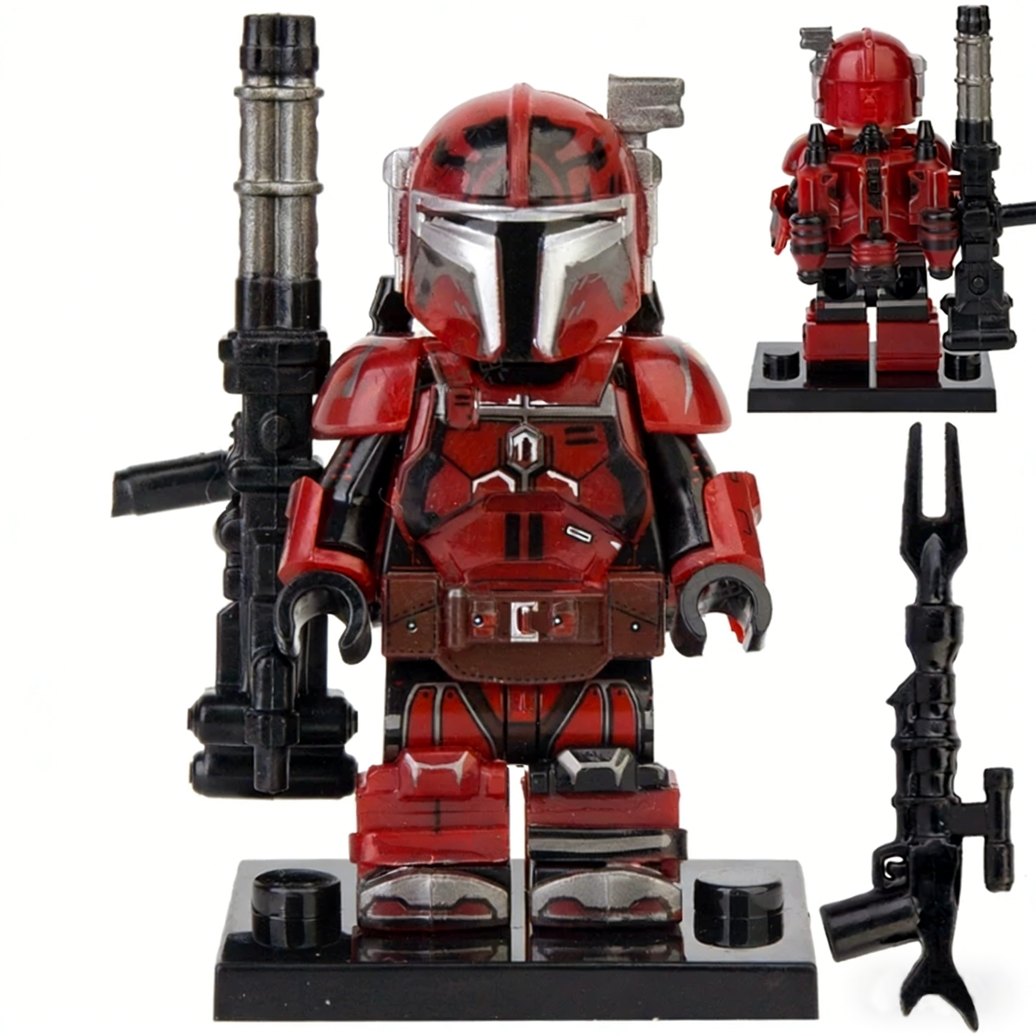 Star Wars Red & Black Heavy Infantry Custom Minifigure Heavy Infantry Armed Battle-ready Premium ABS Material