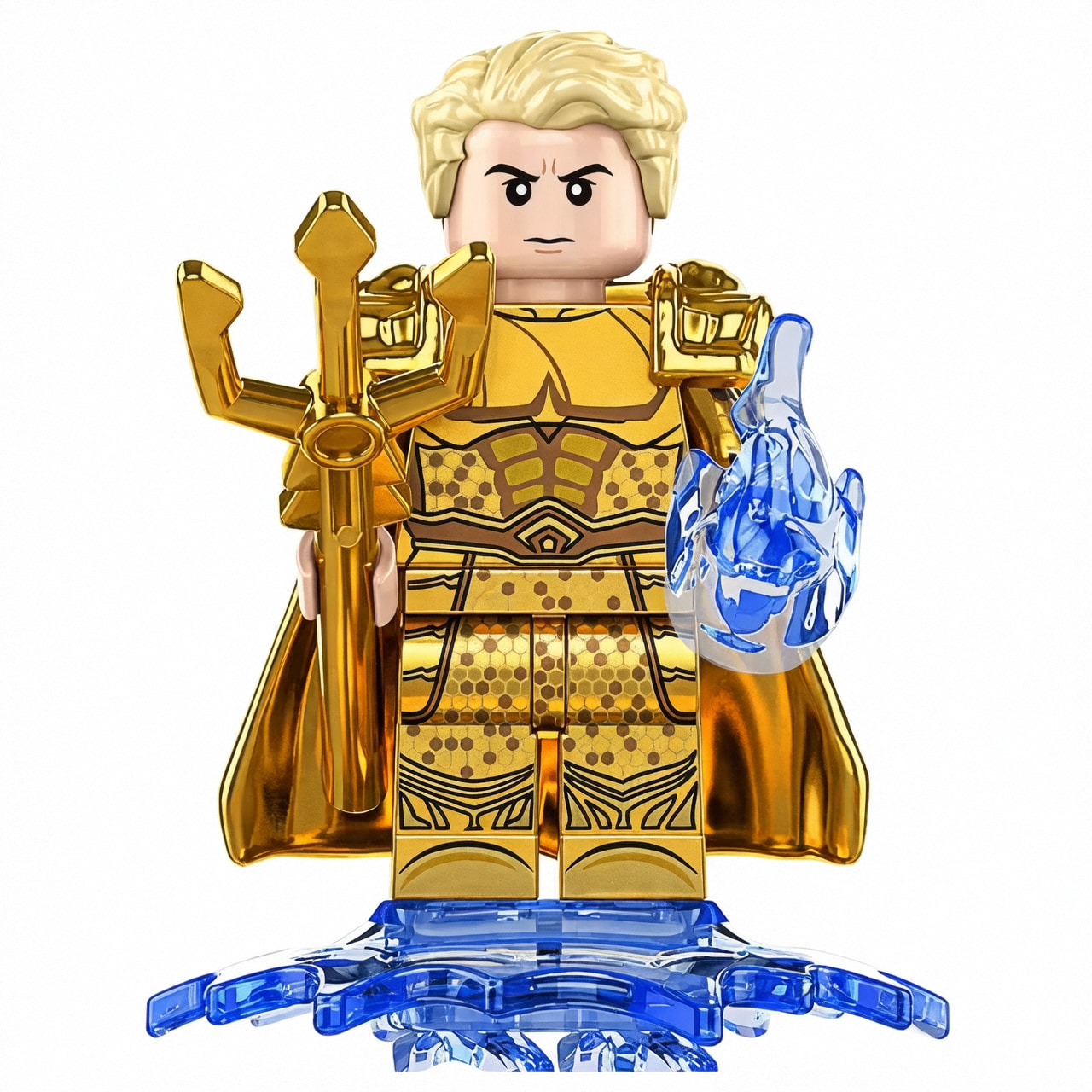DC Comics Aquaman Arthur Curry Custom Minifigure Holding Trident Water Power Display High-quality ABS Plastic