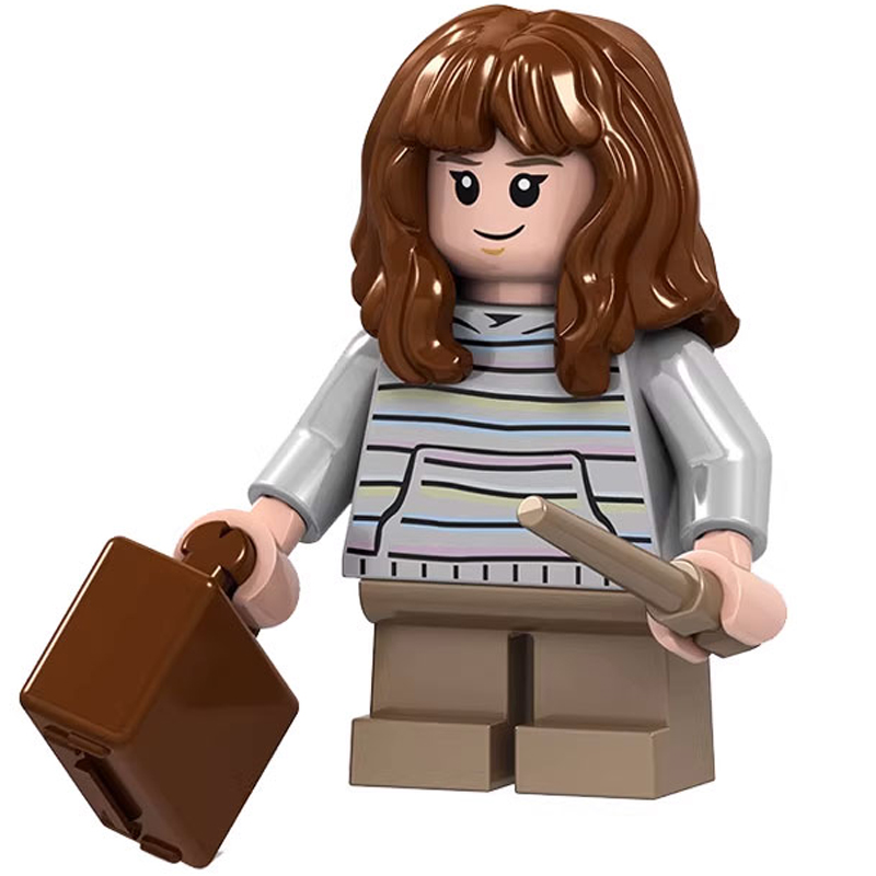 Harry Potter Hermione Granger Custom Minifigure Holding Wand Carrying Trunk Compatible with Building Bricks