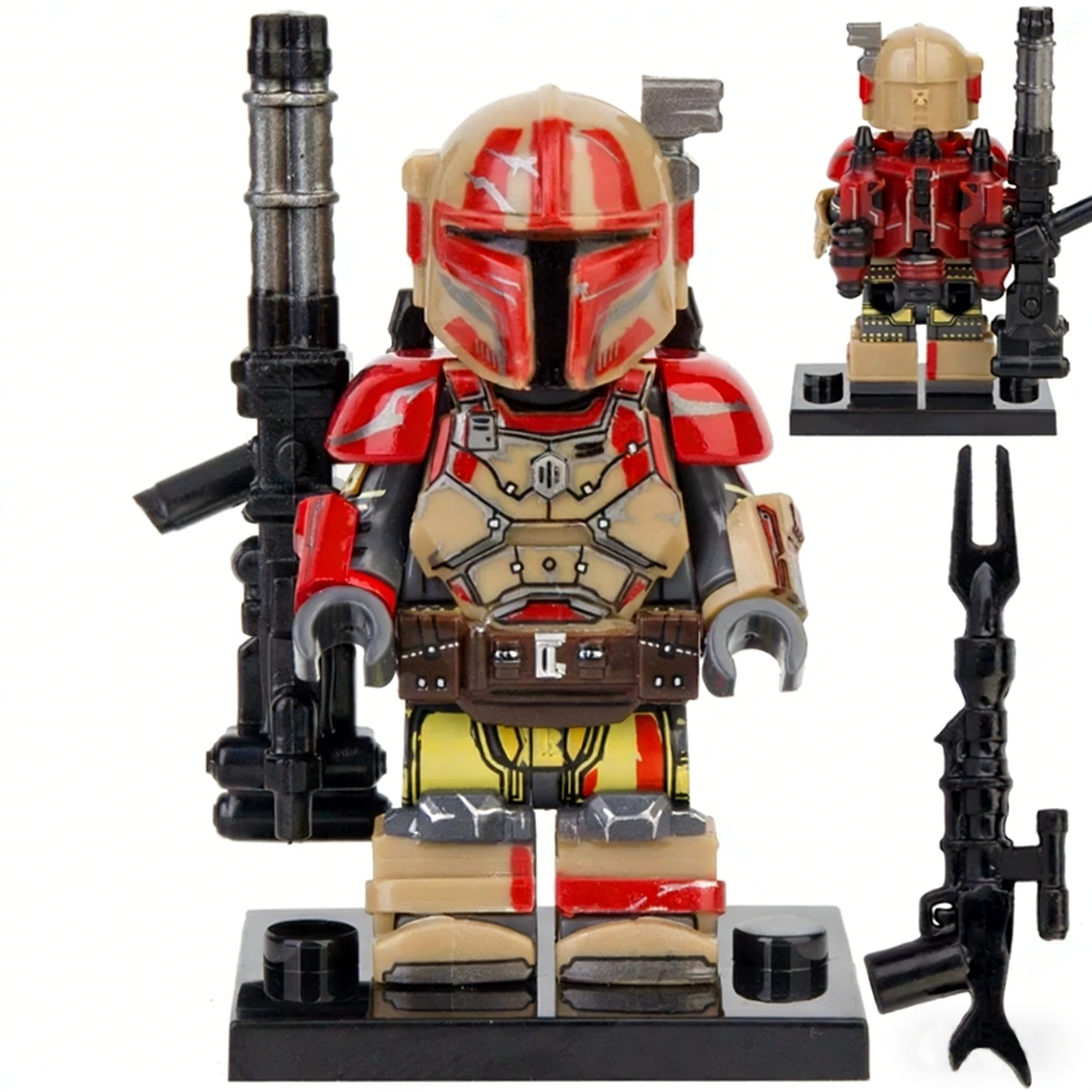 Star Wars Red & Tan Heavy Infantry Custom Minifigure Heavy Infantry Armed Battle Ready High-Quality ABS Plastic Precision Injection Molding Compatible with Major Brick Systems