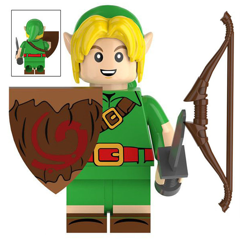 The Legend of Zelda Link Custom Minifigure Holding Shield Holding Sword Standing with Bow High-Quality ABS Plastic Compatible with Building Bricks