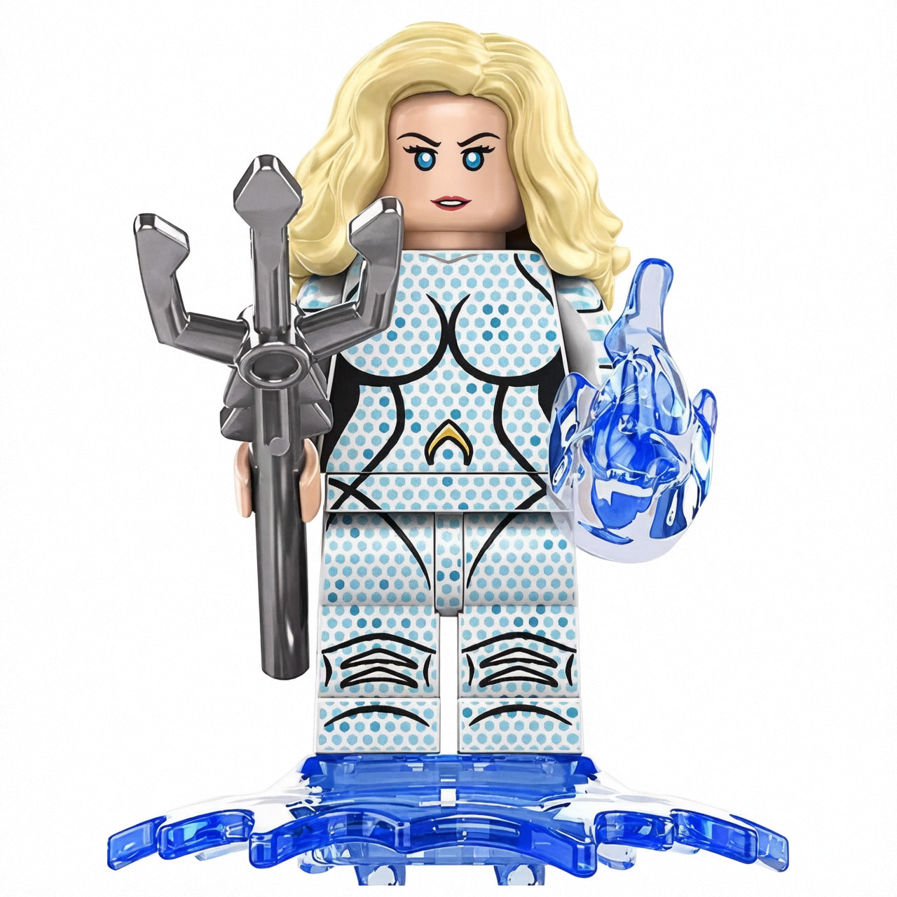 DC Comics Aquaman Arthur Custom Minifigure Holding Trident Water Elemental Power High-Quality ABS Plastic Compatible with Building Blocks