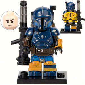 Star Wars Mandalorian Custom Minifigure Holding Blaster High-Quality ABS Plastic Compatible with Major Building Blocks