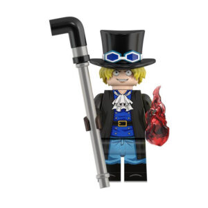 One Piece Sabo Custom Minifigure Flame Emperor Holding Cane Fire Element Collectible Universe Compatible Blocks
