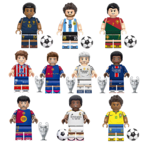 10pcs Football Superstars Mbappe Messi Ronaldo Custom Minifigures Champions League World Cup Scene Collectible Building Blocks Toys