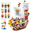 Thousand Sunny Pirate Ship Set with 9pcs One Piece Luffy Zoro Sanji Custom Minifigures Collectible Building Blocks Toys