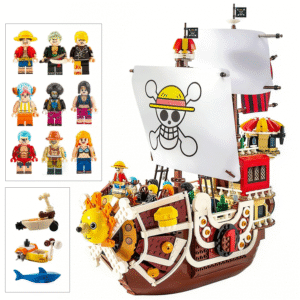 Thousand Sunny Pirate Ship Set with 9pcs One Piece Luffy Zoro Sanji Custom Minifigures Collectible Building Blocks Toys
