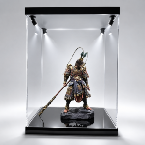 Rechargeable LED Acrylic Display Case with 4 Spotlights for Figures, Gundam & Models – 25×25×40cm