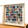 Wooden Minifigure Display Frame with Building Block Baseplate – Wall-Mounted Collectible Figure Storage Case